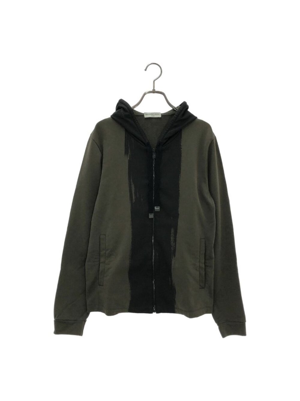 Balenciaga Bicolor Zip Up Hoodie Khaki Black XS